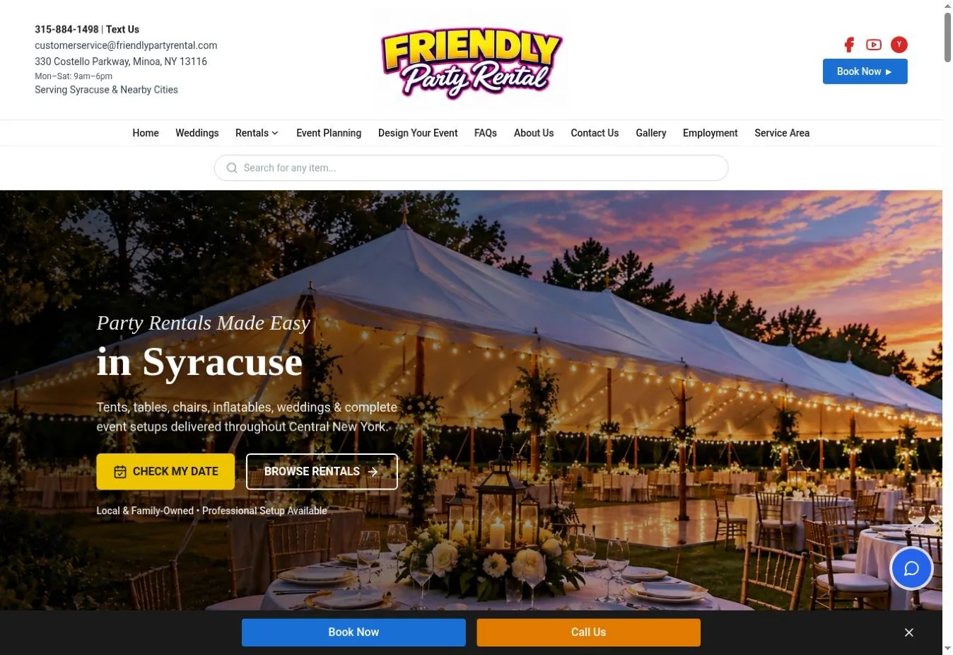 Friendly Party Rental website