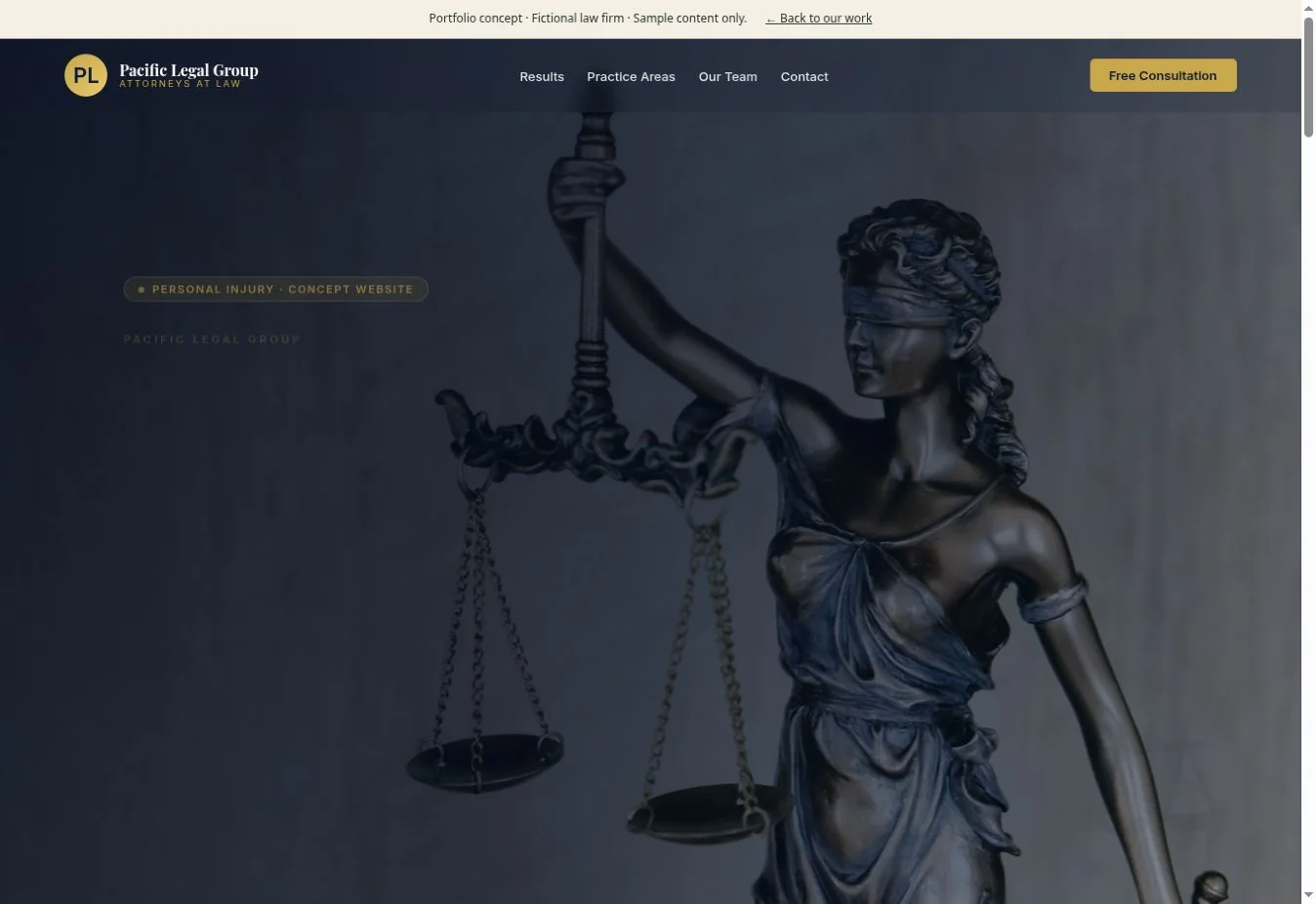 Actual Pacific Legal Group demo homepage screenshot