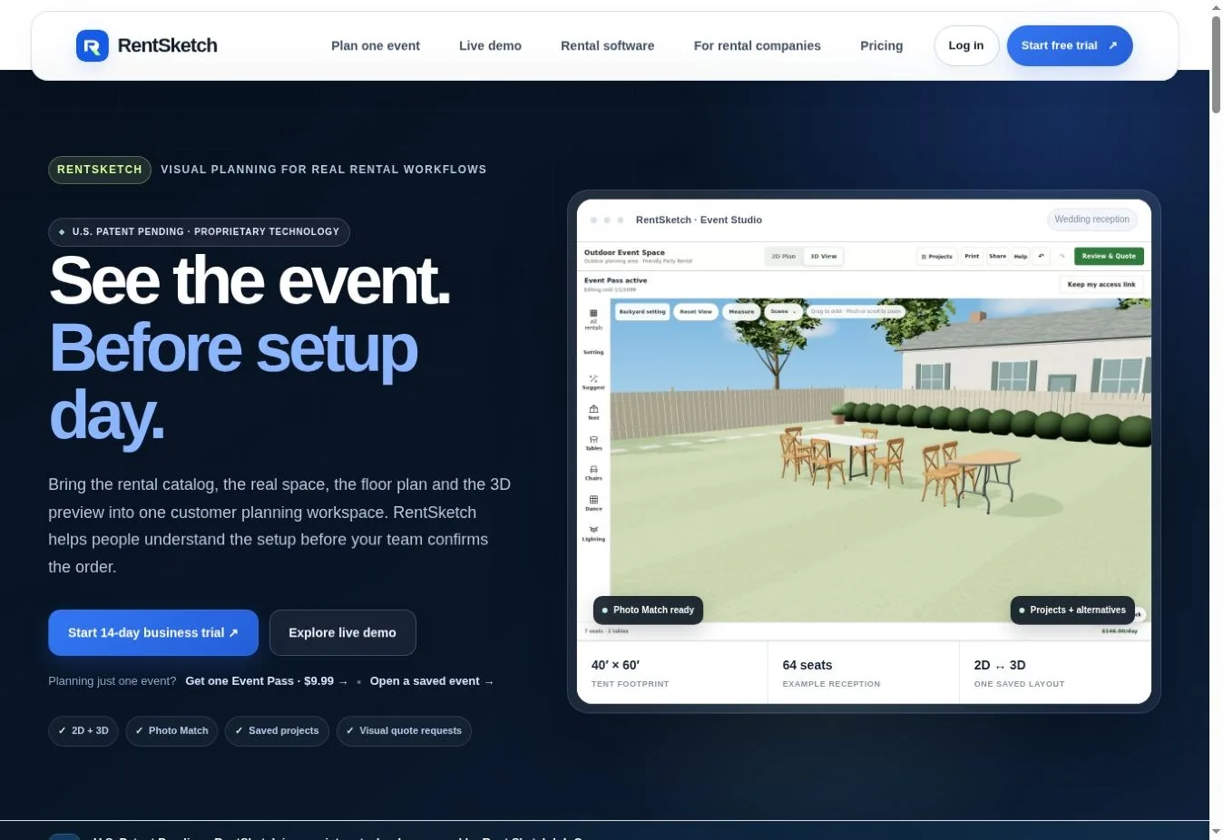 Actual RentSketch homepage screenshot