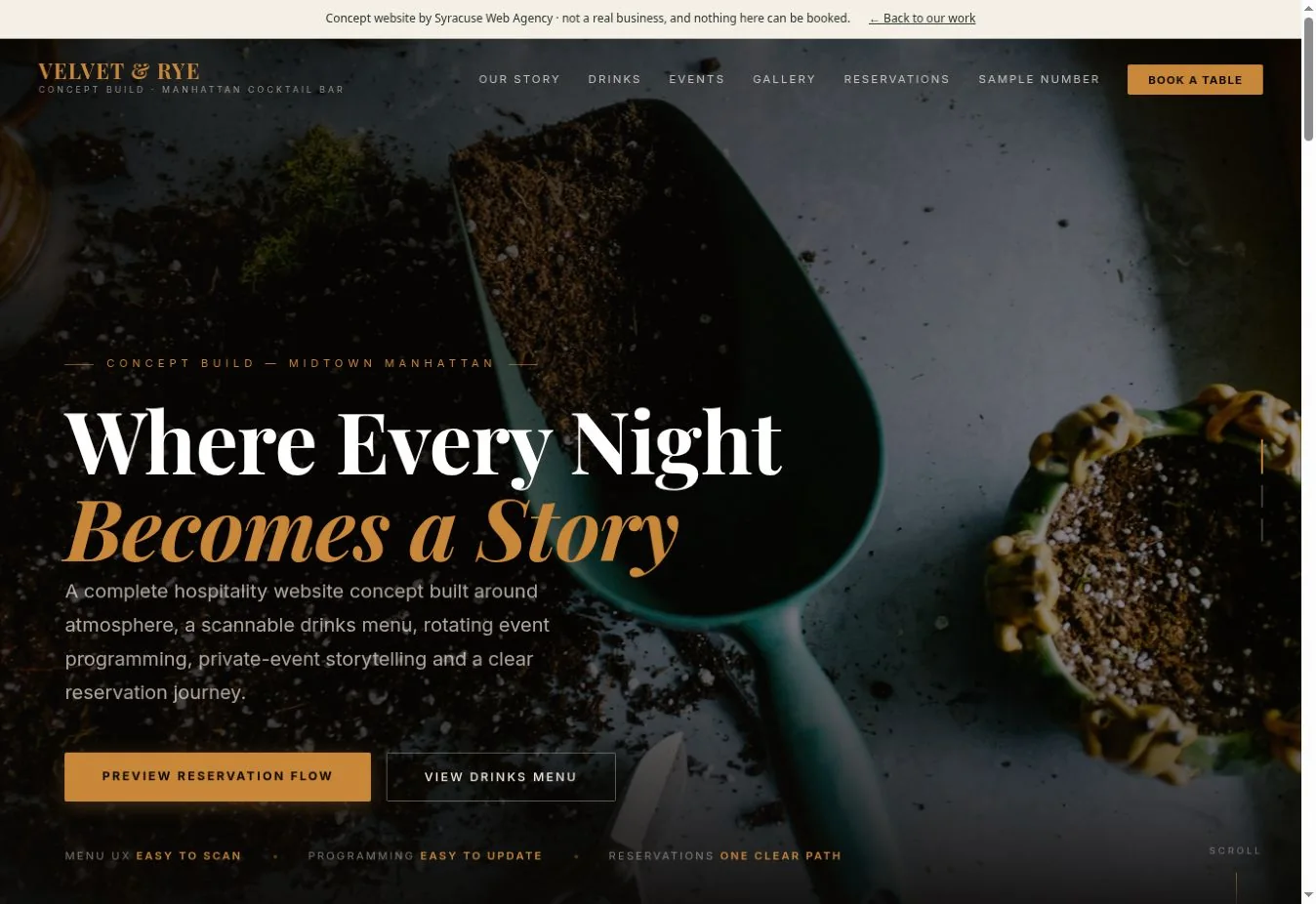 Actual Velvet & Rye demo homepage screenshot